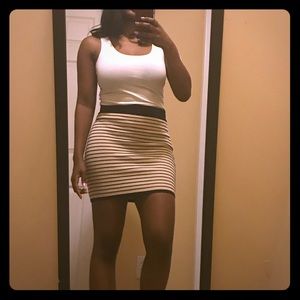 2b Bebe Cream and White Bodycon Skirt